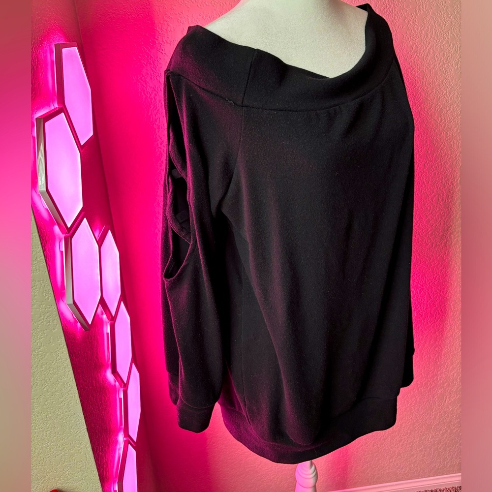 Off the Shoulder Black Tunic Sweatshirt